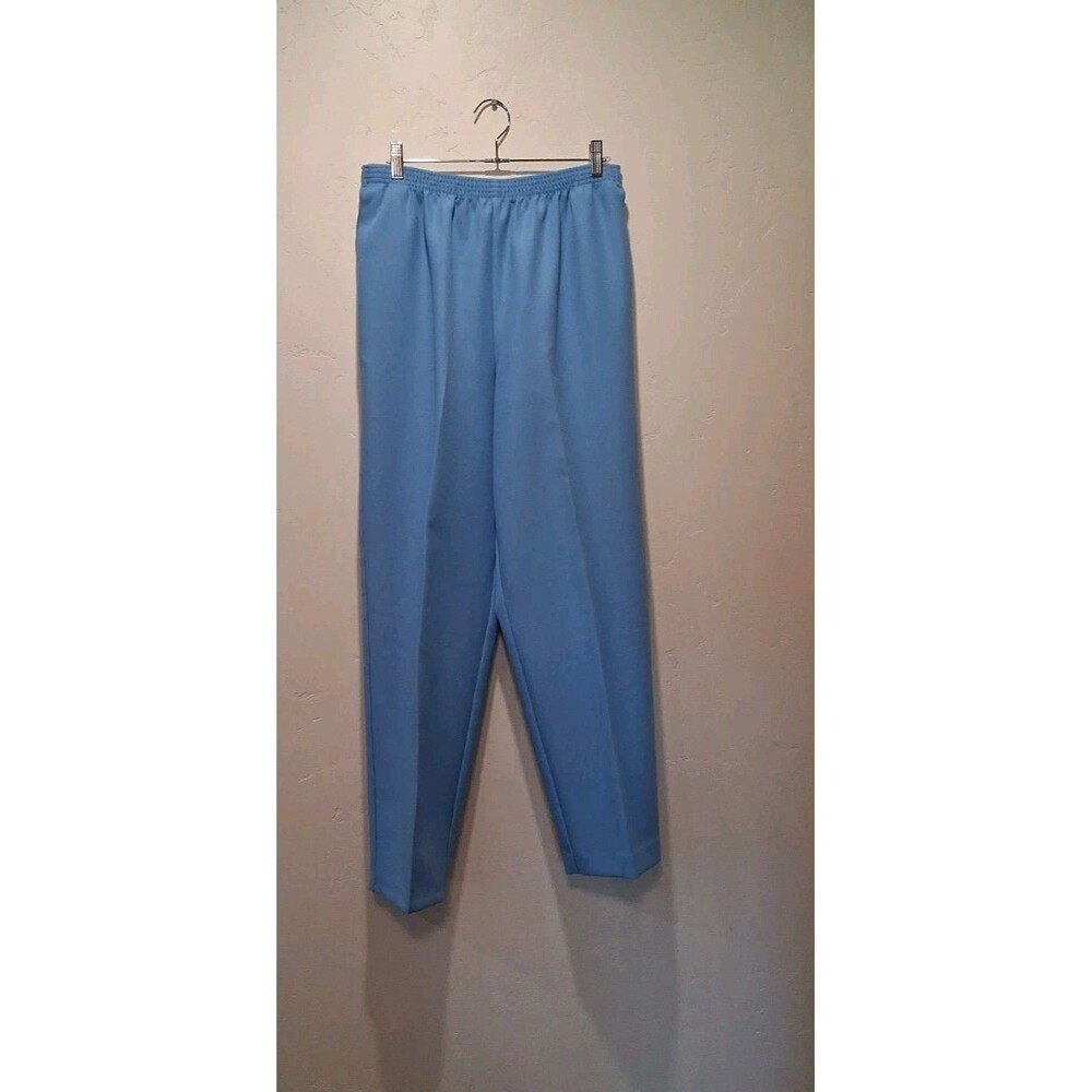 Alfred Dunner Women Elastic Waist Pants Blue Size 14 Made in USA Casual Comfort